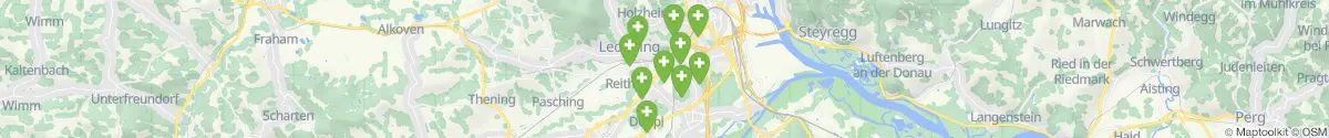 Kartenansicht für Apotheken-Notdienste in der Nähe von Leonding (Linz  (Land), Oberösterreich)